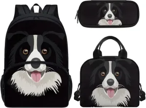 Teen Girls School Bag Lovely Edge Pasture Backpack Adjustable Shoulder Strap Backpack Elementary School Bag Set Reusable Thermal Cooler Food Handbag and Pencil Case