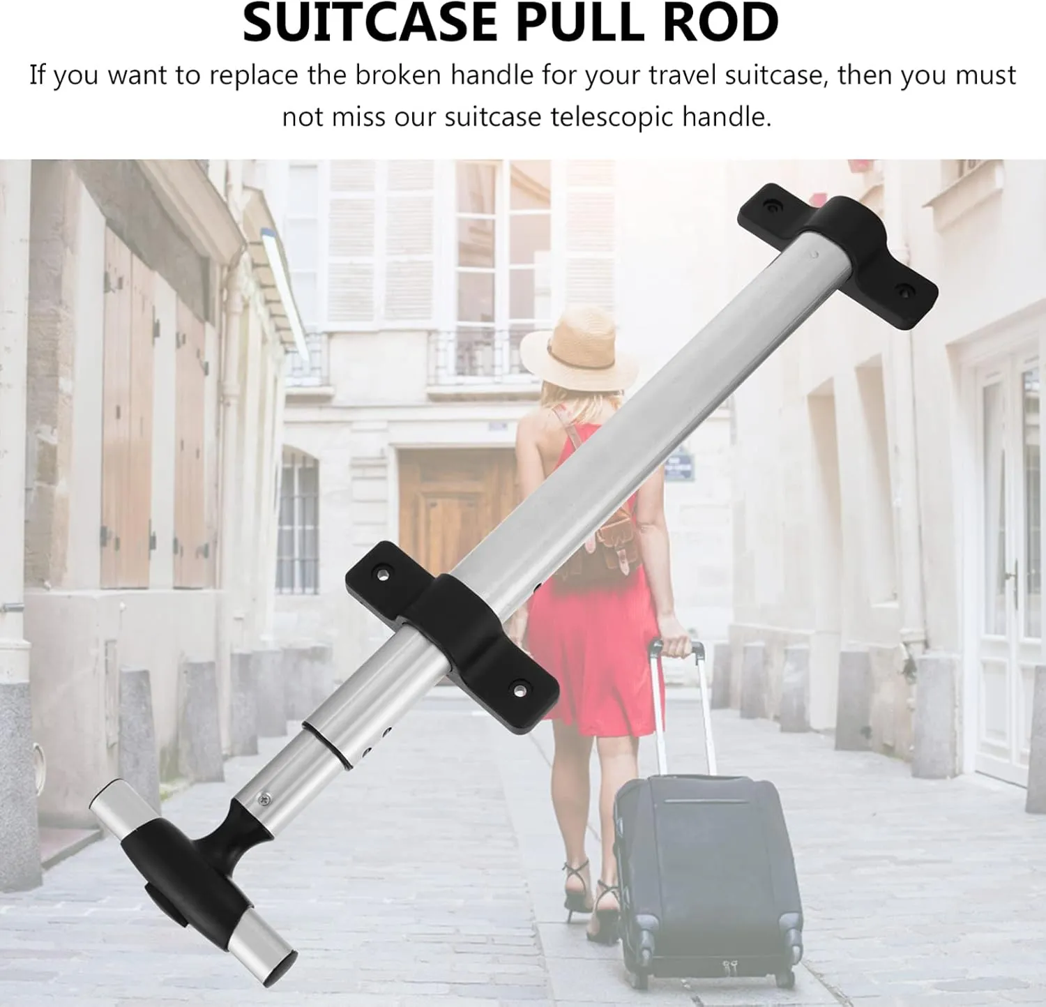 TENDYCOCO Luggage Telescoping Handle 1pc Single Tie Rod Travel Cart Aluminum Alloy Luggage Bags Suitcase Accessories