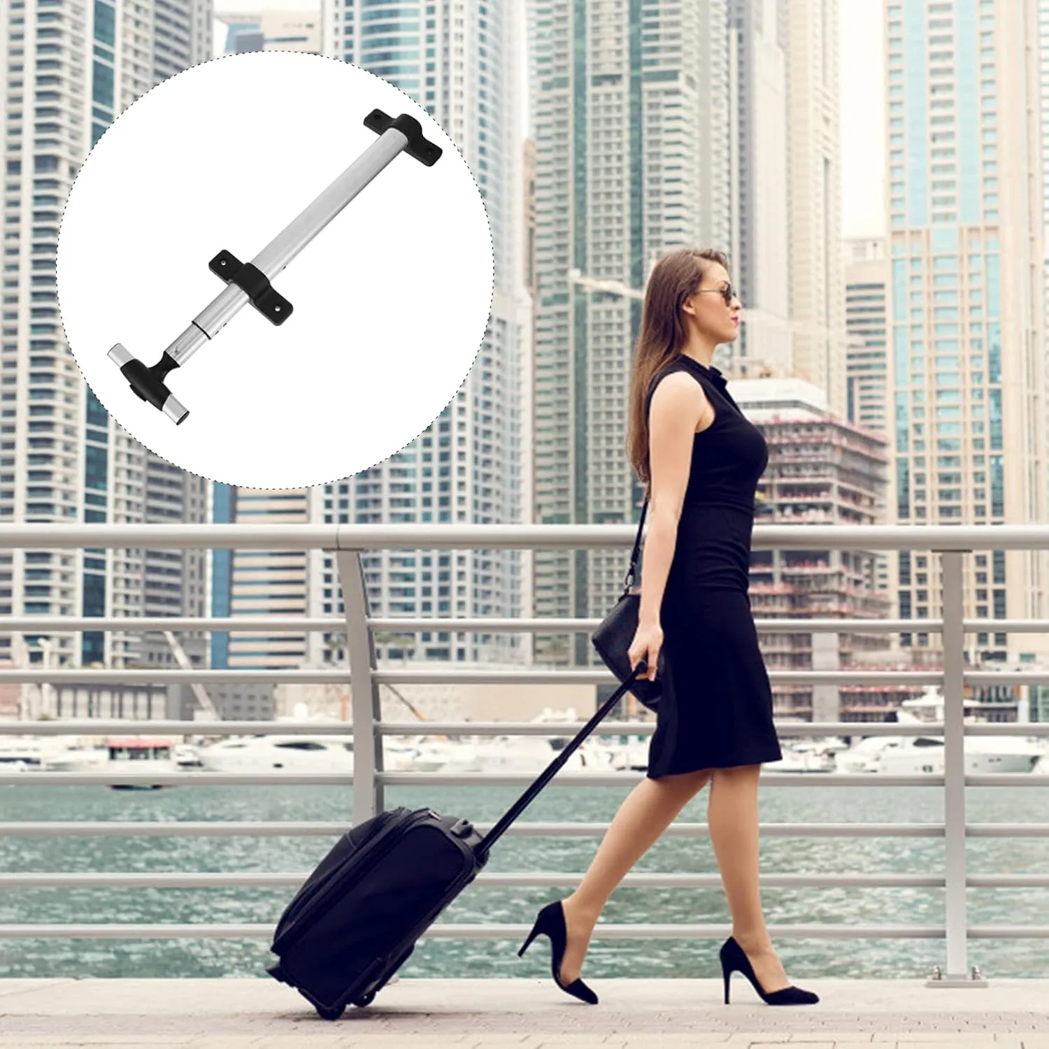 TENDYCOCO Luggage Telescoping Handle 1pc Single Tie Rod Travel Cart Aluminum Alloy Luggage Bags Suitcase Accessories