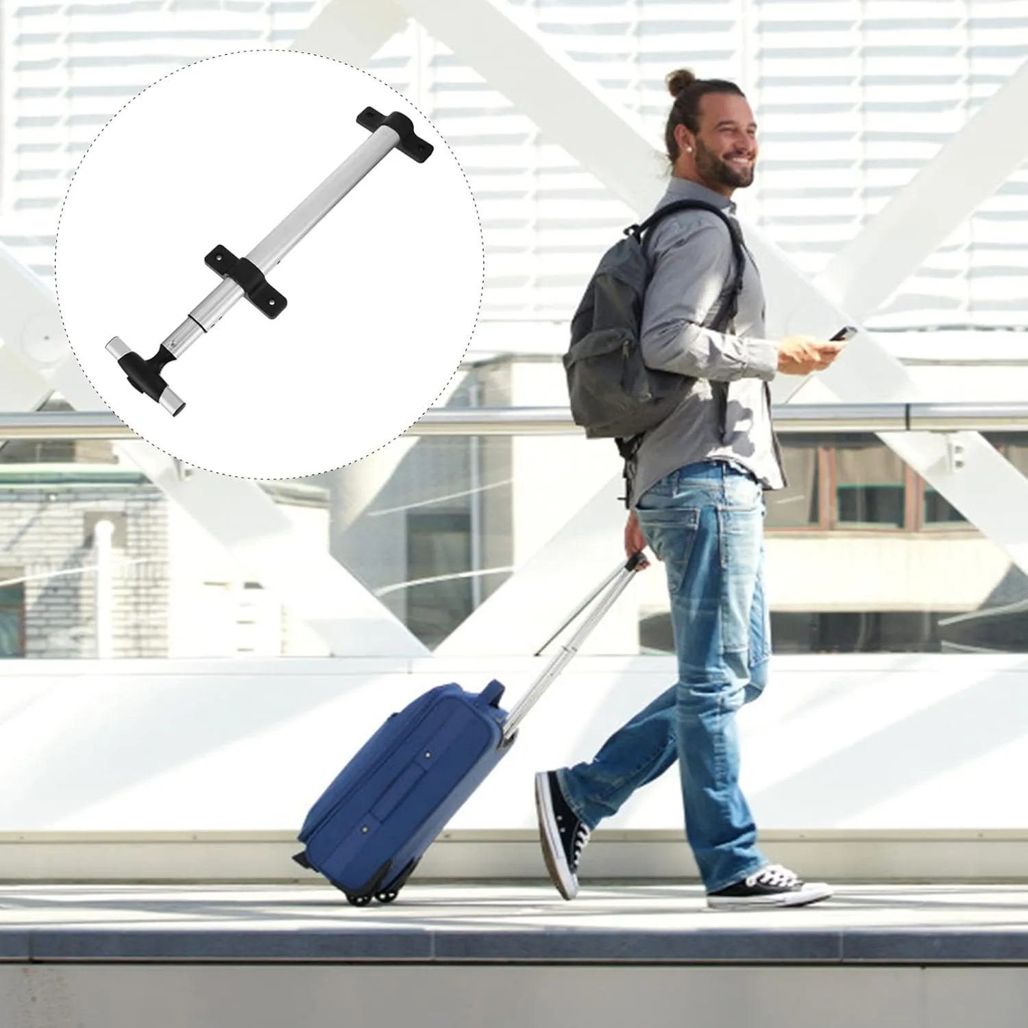 TENDYCOCO Luggage Telescoping Handle 1pc Single Tie Rod Travel Cart Aluminum Alloy Luggage Bags Suitcase Accessories