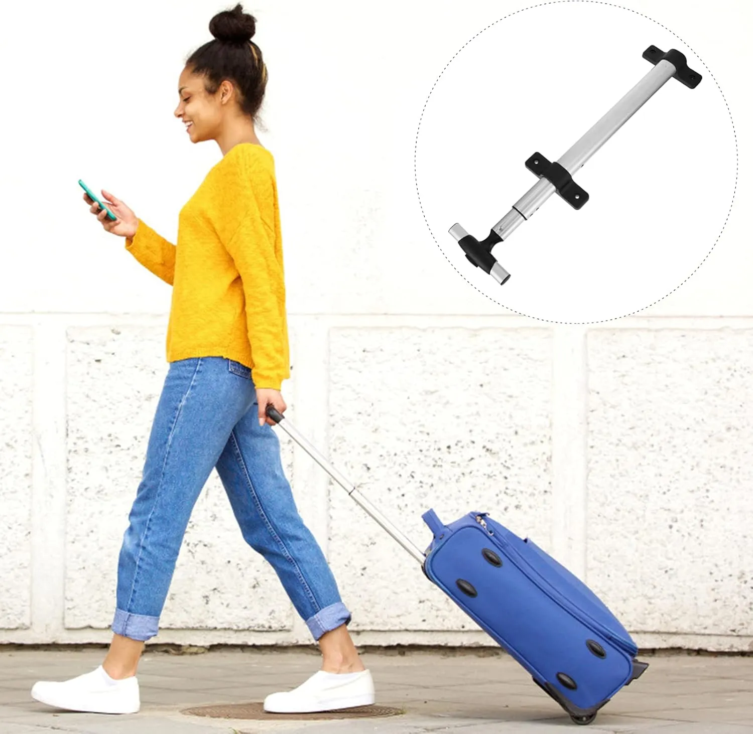 TENDYCOCO Luggage Telescoping Handle 1pc Single Tie Rod Travel Cart Aluminum Alloy Luggage Bags Suitcase Accessories
