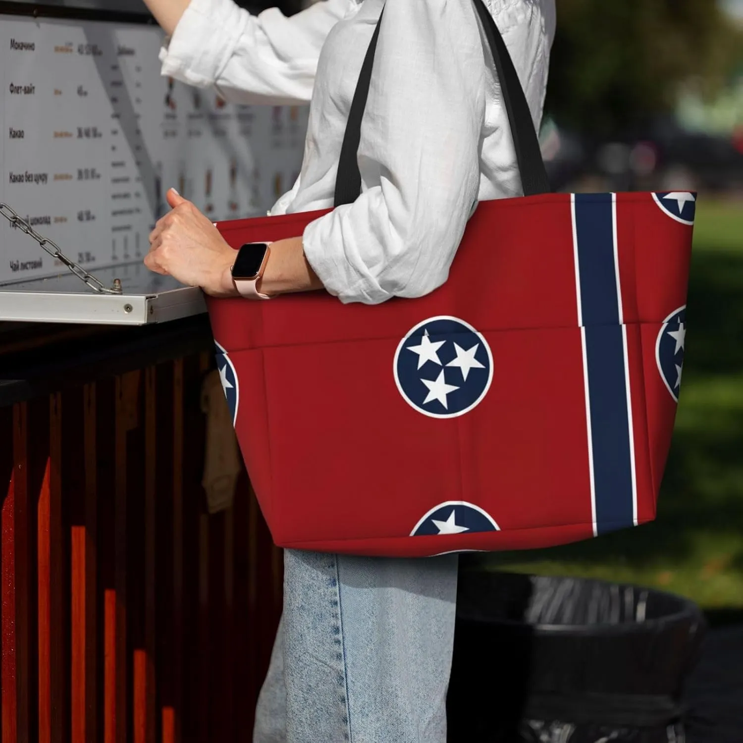 Tennessee State Flag Large Capacity Foldable Tote Bag Women Beach Tote Bag Handbag Gym Bag Travel Shopping Bag