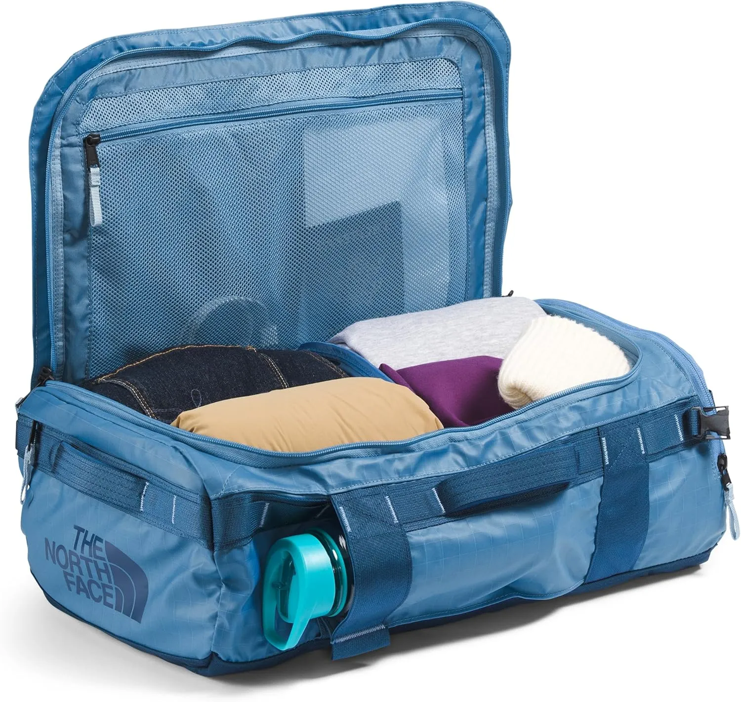 THE NORTH FACE Base Camp Voyager Duffel—32L, Indigo Stone/Steel Blue/Shady Blue, One Size