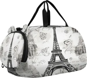 The Paris Tower Youth Sports & Travel Duffle Bag with Shoe Compartment,Waterproof Gym Bag for Girls and Boys (Overnight Essentials Organizer)