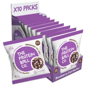 The Protein Ball Co Blueberry Oat Muffin Protein   Vitamin Balls (Breakfast To-Go) 10x45g
