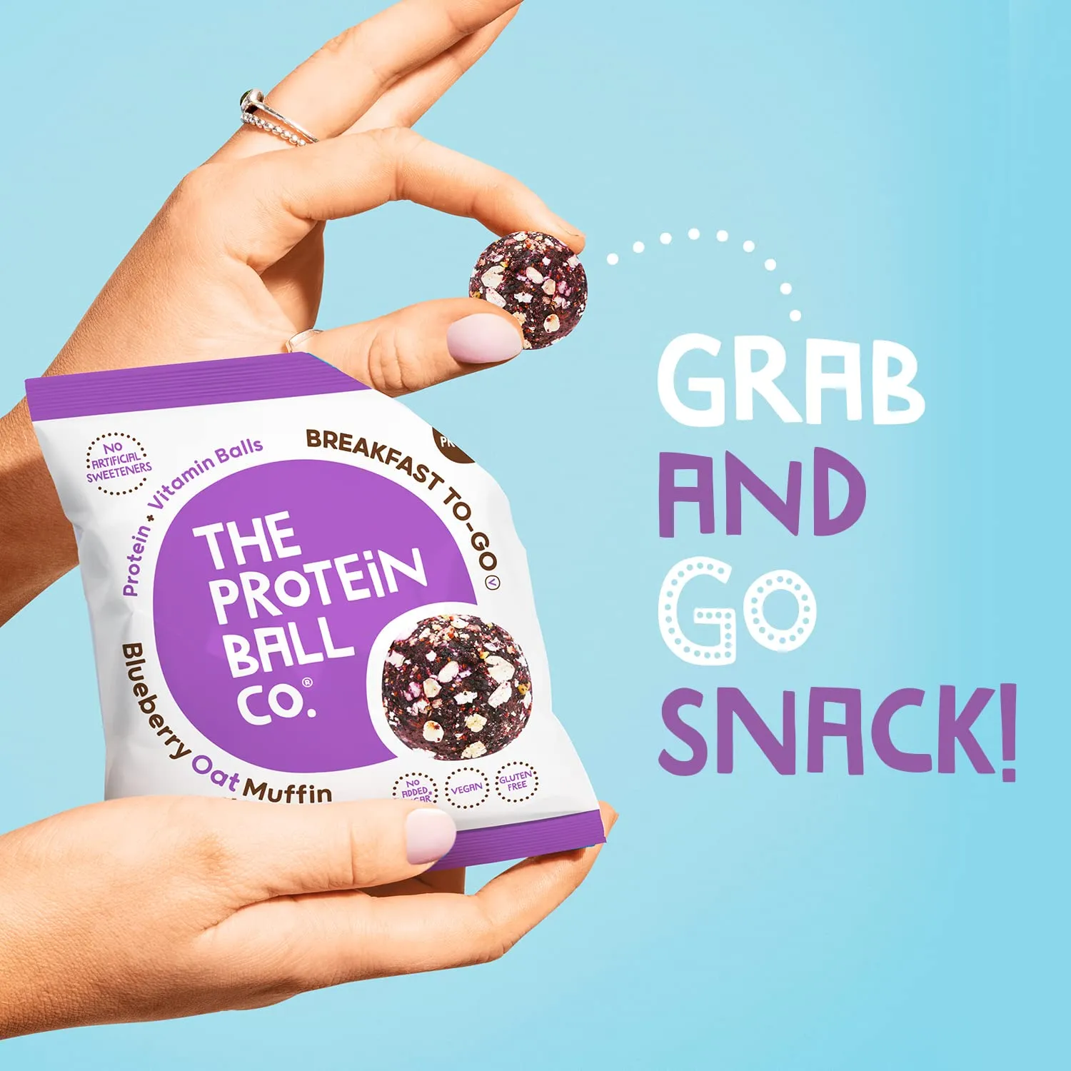 The Protein Ball Co Blueberry Oat Muffin Protein   Vitamin Balls (Breakfast To-Go) 10x45g