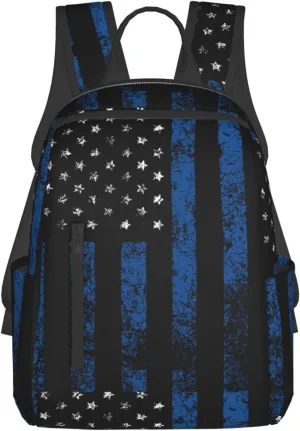 Thin Blue Line American Flag backpack book bags for college lightweight laptop backpacks for Men Women