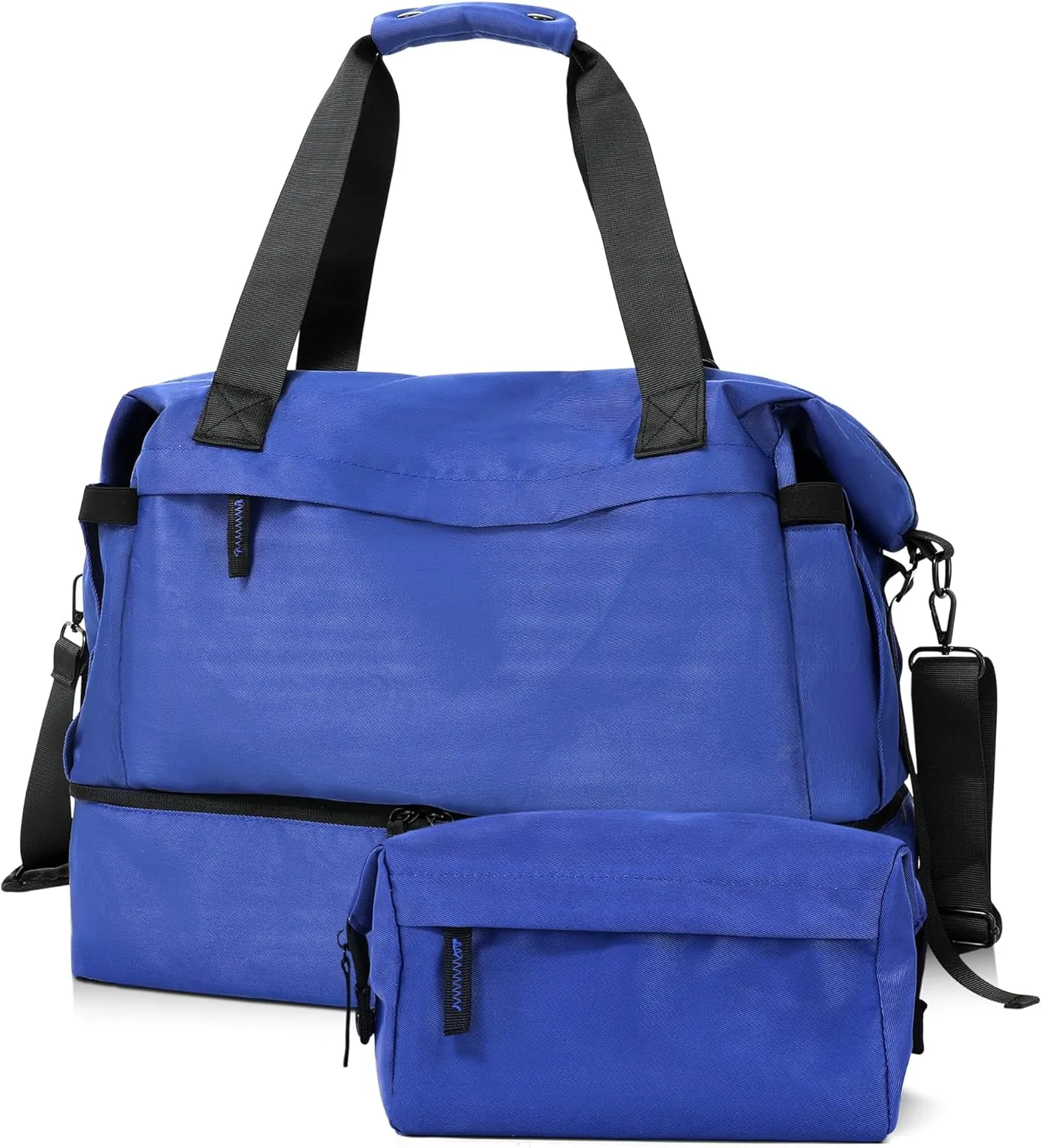 Tibetan Blue Gym Bag for Women - Weekender & Travel Duffel with Shoes Compartment, Wet Pocket & USB Charging Port