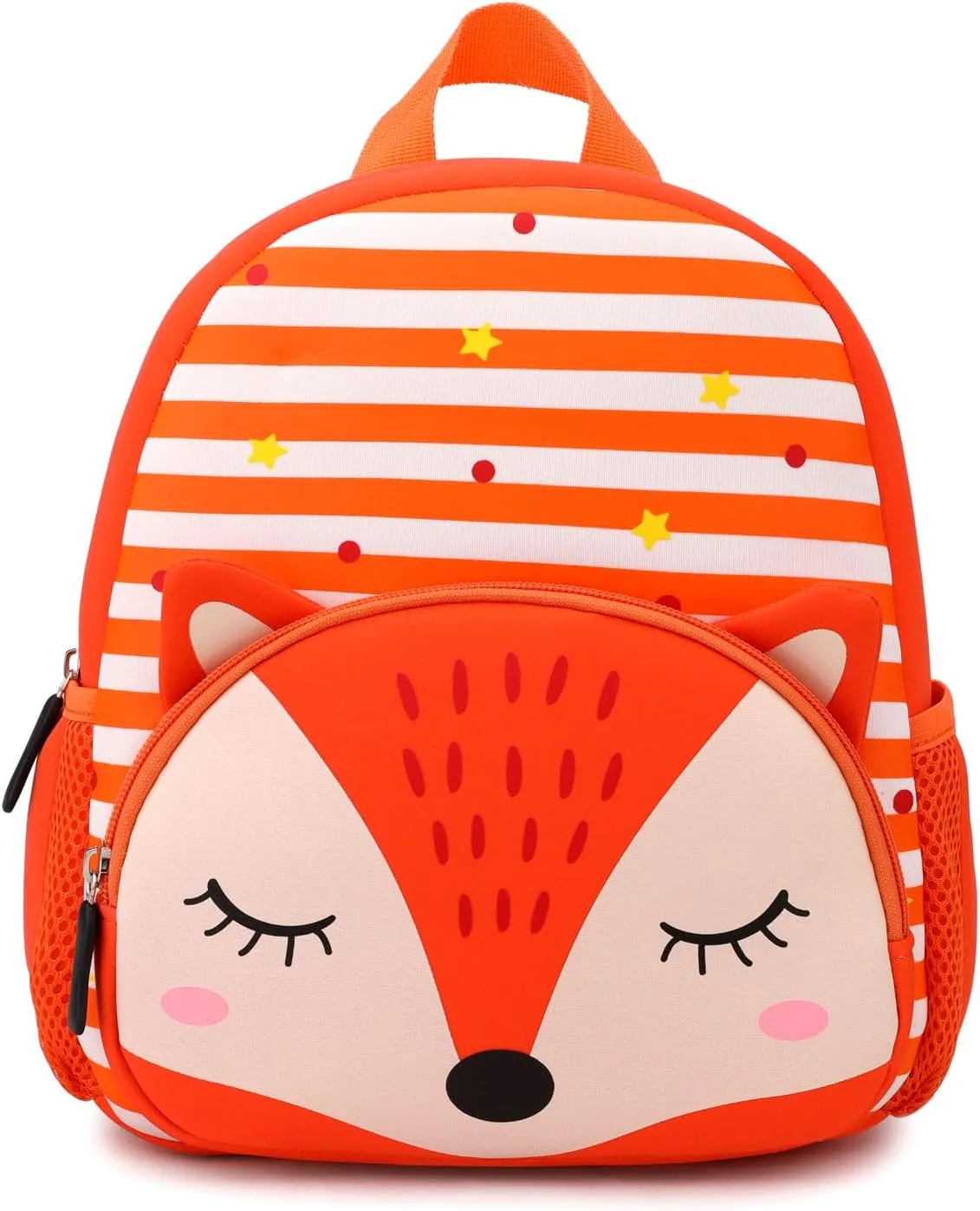 Toddler Backpack Neoprene Zoo Kids Casual Backpack Water Resistance Kindergarten Preschool Bags for Little Boys Girls (Fox Orange)