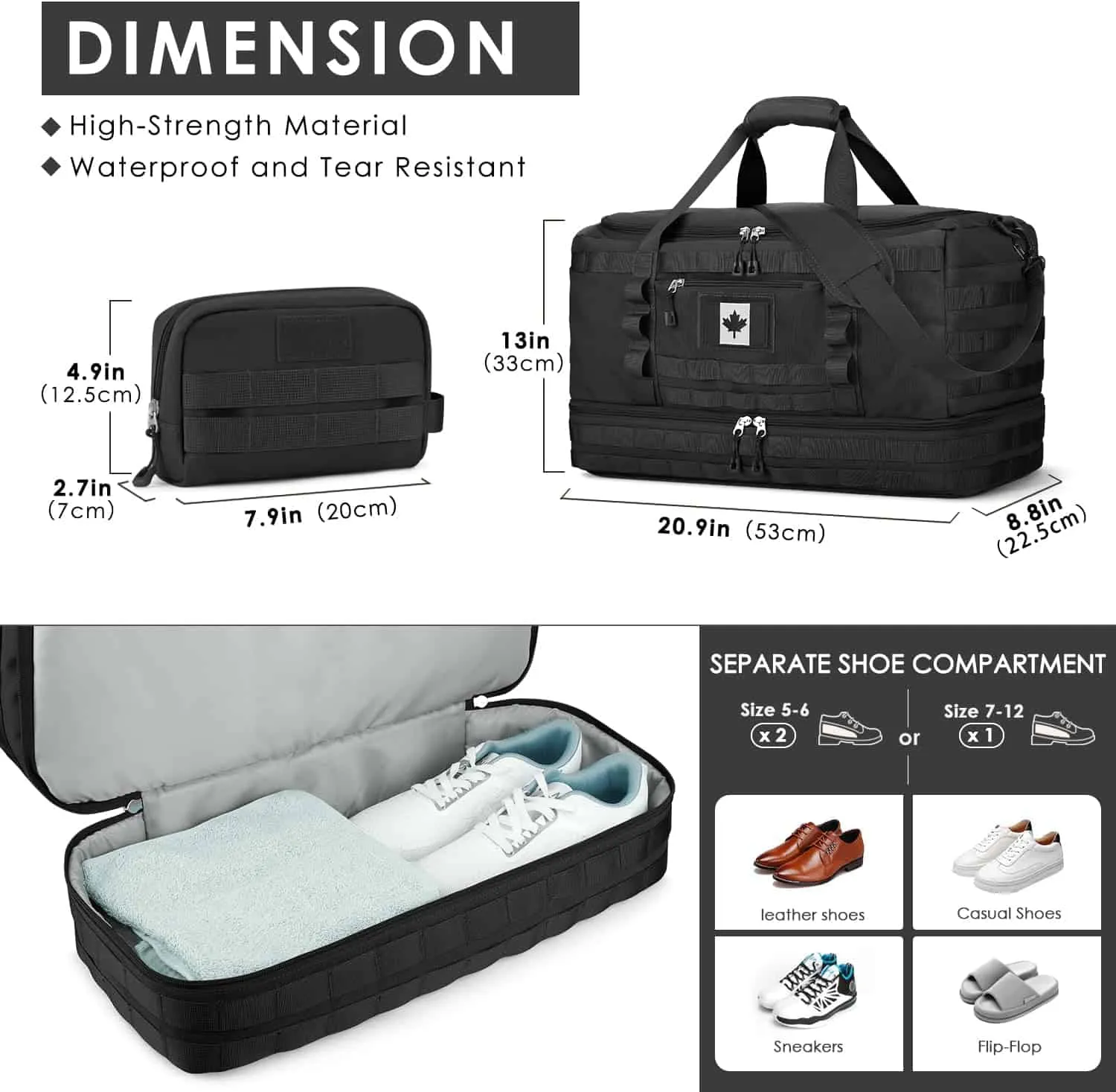 Toiletry & Travel Travel, – Sports Wet Duffle Bag Carry-On for Overnight Men Compartment, with Tactical Bag – for Shoe Weekender Bag & Outdoor Refund policy Pocket Gym Bag Act quickly Military-Style ETRONIK