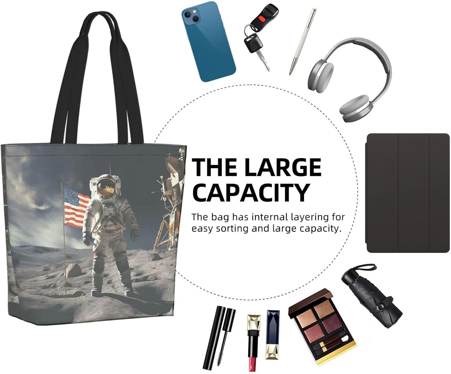 Tote Bag for Women Grocery Bag Reusable Shopping Bag Beautiful Fireworks Handbag Foldable Shoulder Bag