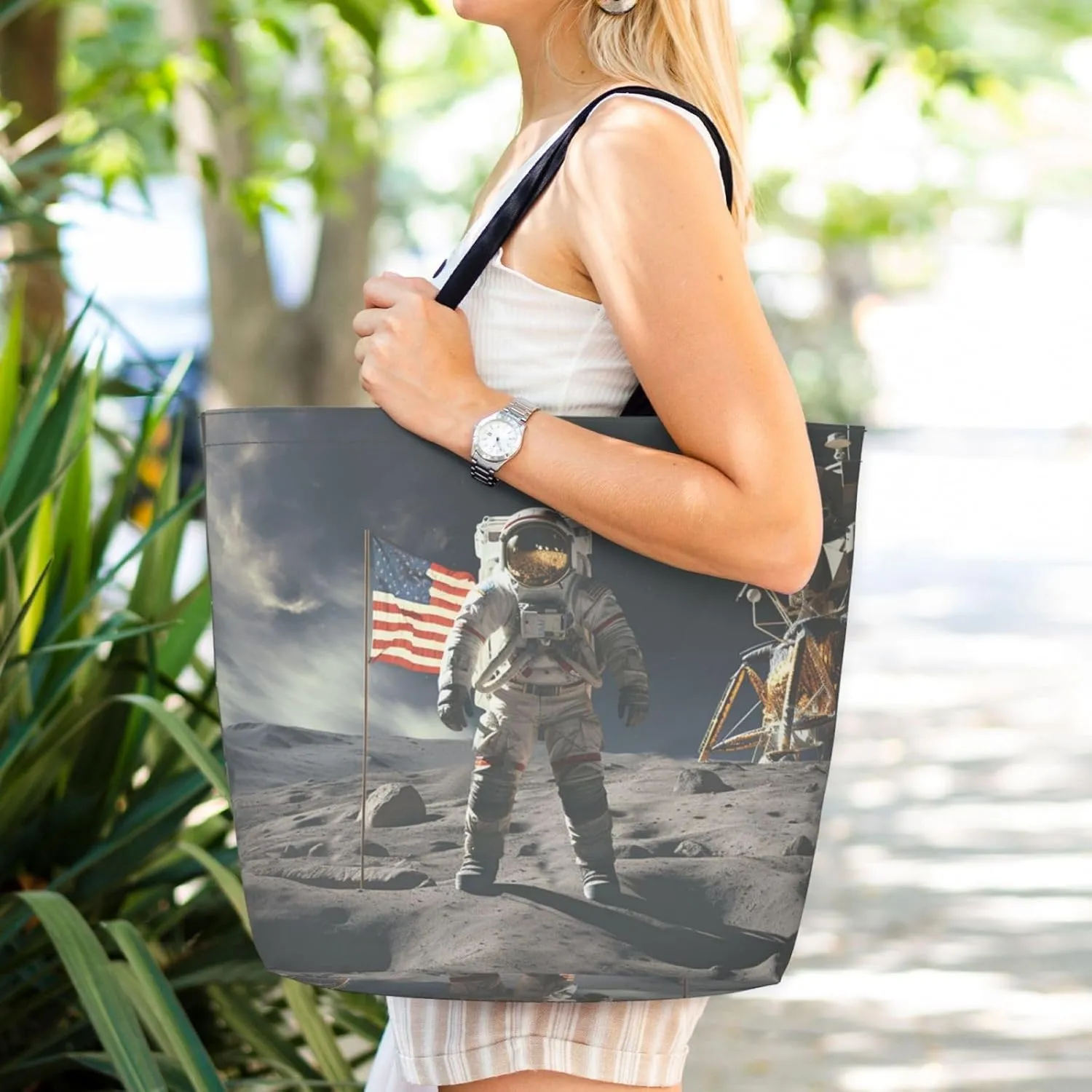 Tote Bag for Women Grocery Bag Reusable Shopping Bag Beautiful Fireworks Handbag Foldable Shoulder Bag