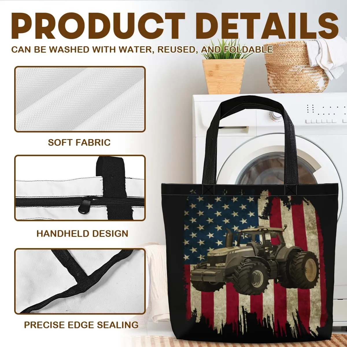 Tote Bag for Women Men Large Reusable Beach Shoulder Bags With Zipper for Gym Shopping Travel Gifts Yoga