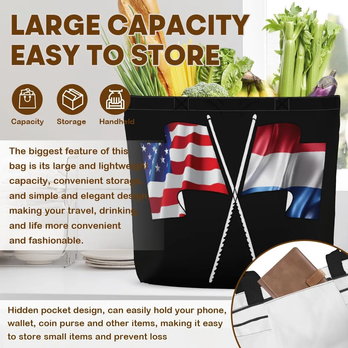 Tote Bag for Women Men Large Reusable Beach Shoulder Bags With Zipper for Gym Shopping Travel Gifts Yoga