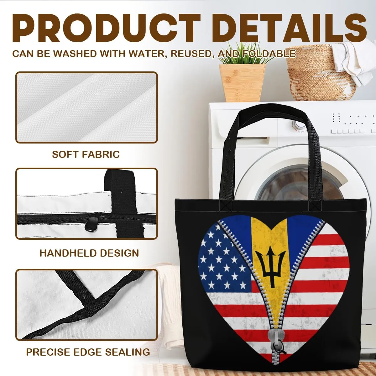 Tote Bag for Women Men Large Reusable Beach Shoulder Bags With Zipper for Gym Shopping Travel Gifts Yoga