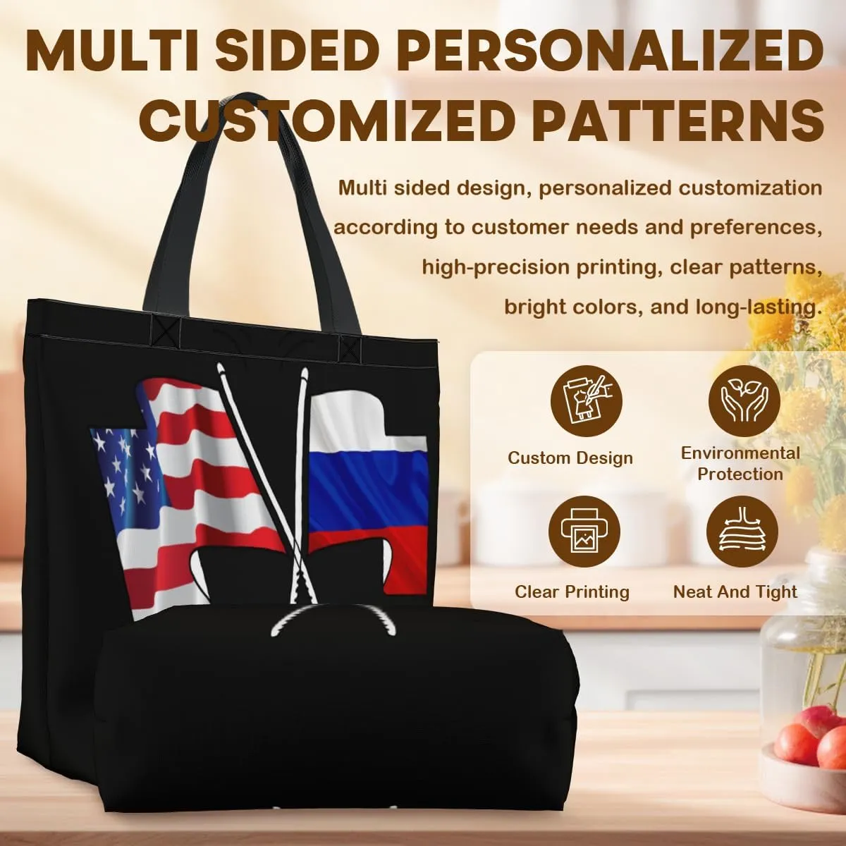 Tote Bag for Women Men Large Reusable Beach Shoulder Bags With Zipper for Gym Shopping Travel Gifts Yoga