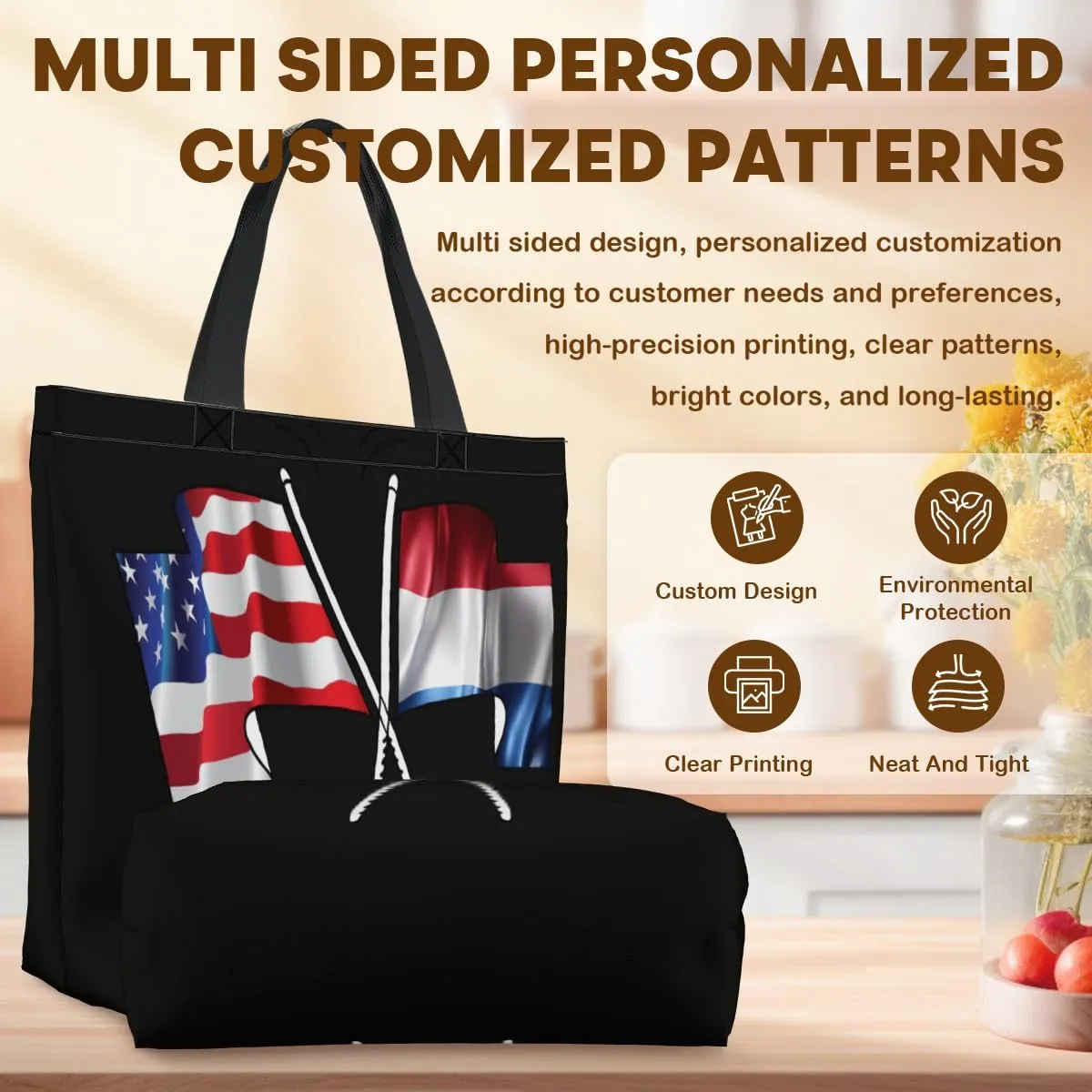 Tote Bag for Women Men Large Reusable Beach Shoulder Bags With Zipper for Gym Shopping Travel Gifts Yoga