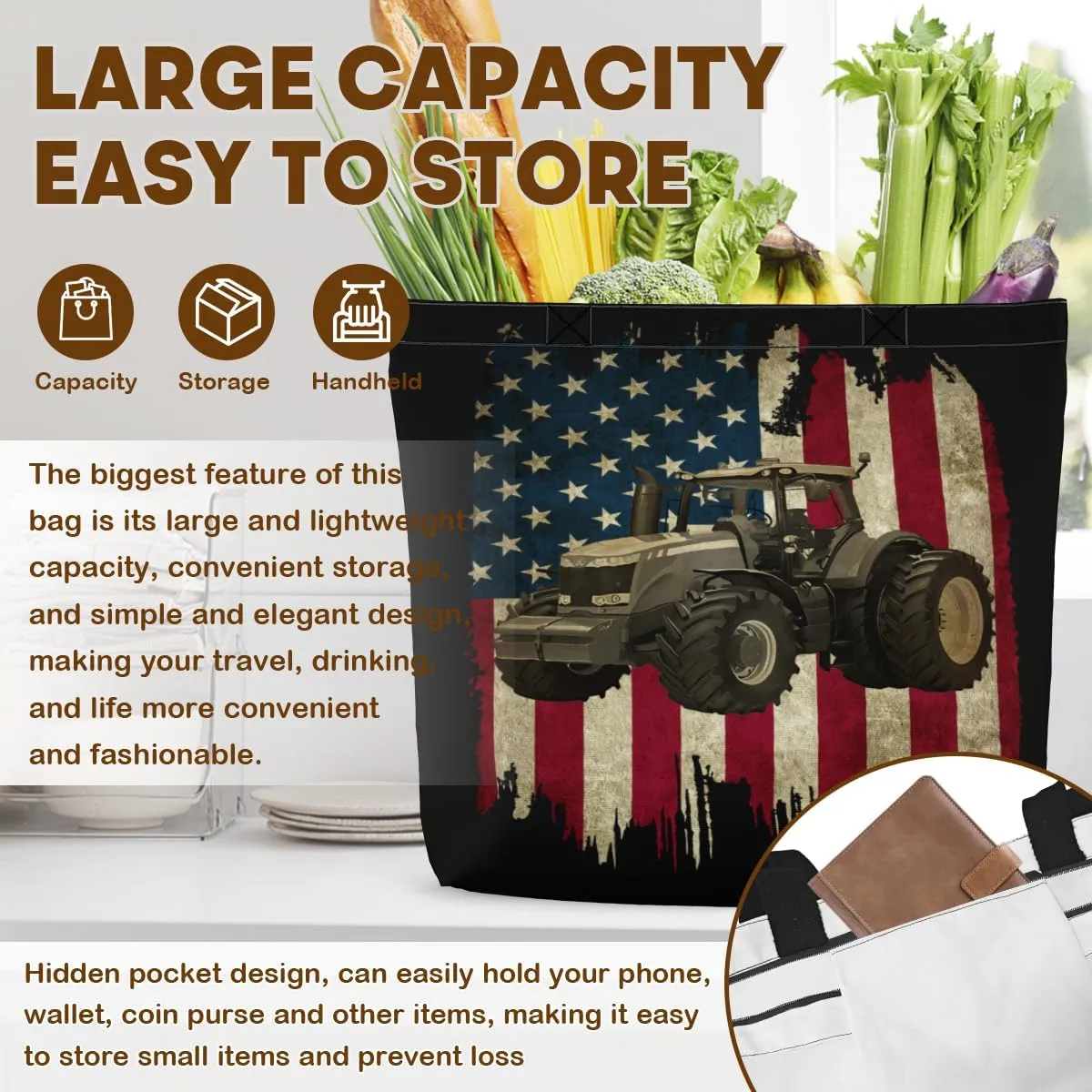Tote Bag for Women Men Large Reusable Beach Shoulder Bags With Zipper for Gym Shopping Travel Gifts Yoga
