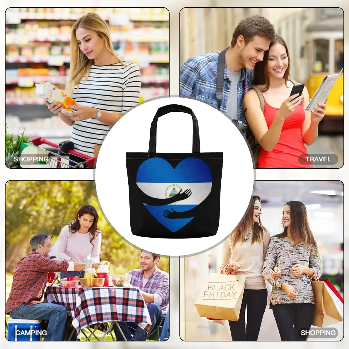 Tote Bag for Women Men Large Reusable Beach Shoulder Bags With Zipper for Gym Shopping Travel Gifts Yoga