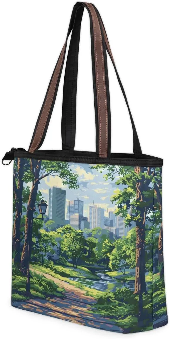 Tote Bag for Women with Zipper Large Capacity Top Handle Casual Shoulder Bag Handbag Reusable Shopping