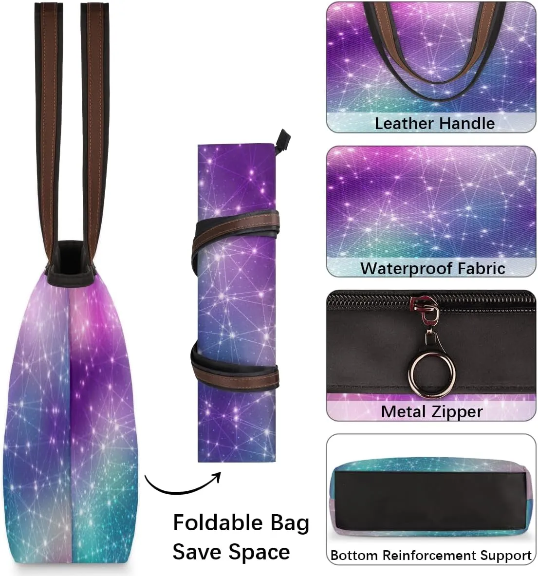 Tote Bag for Women with Zipper Large Capacity Top Handle Casual Shoulder Bag Handbag Reusable Shopping