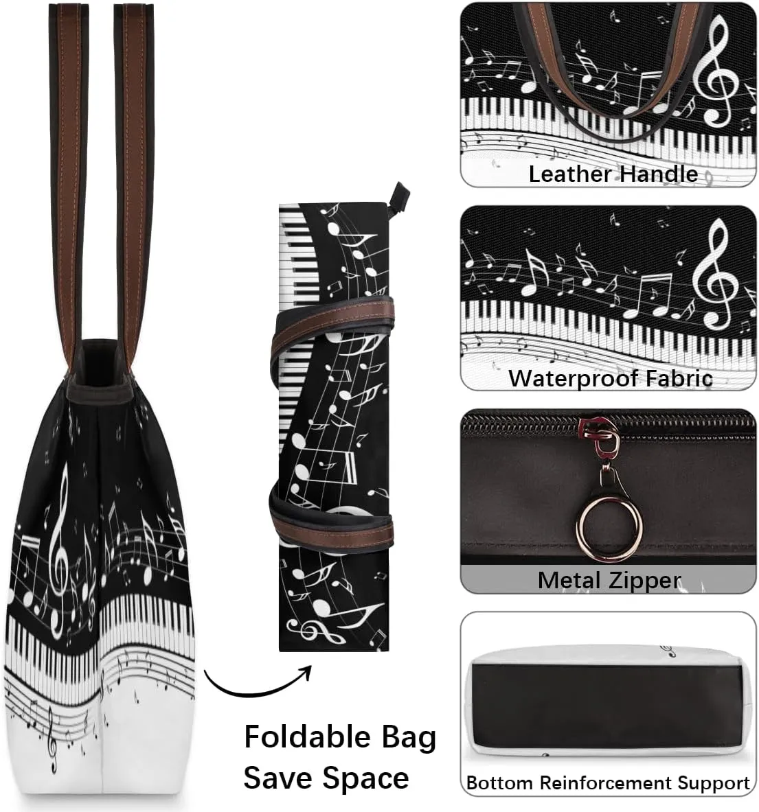 Tote Bag for Women with Zipper Large Capacity Top Handle Casual Shoulder Bag Handbag Reusable Shopping