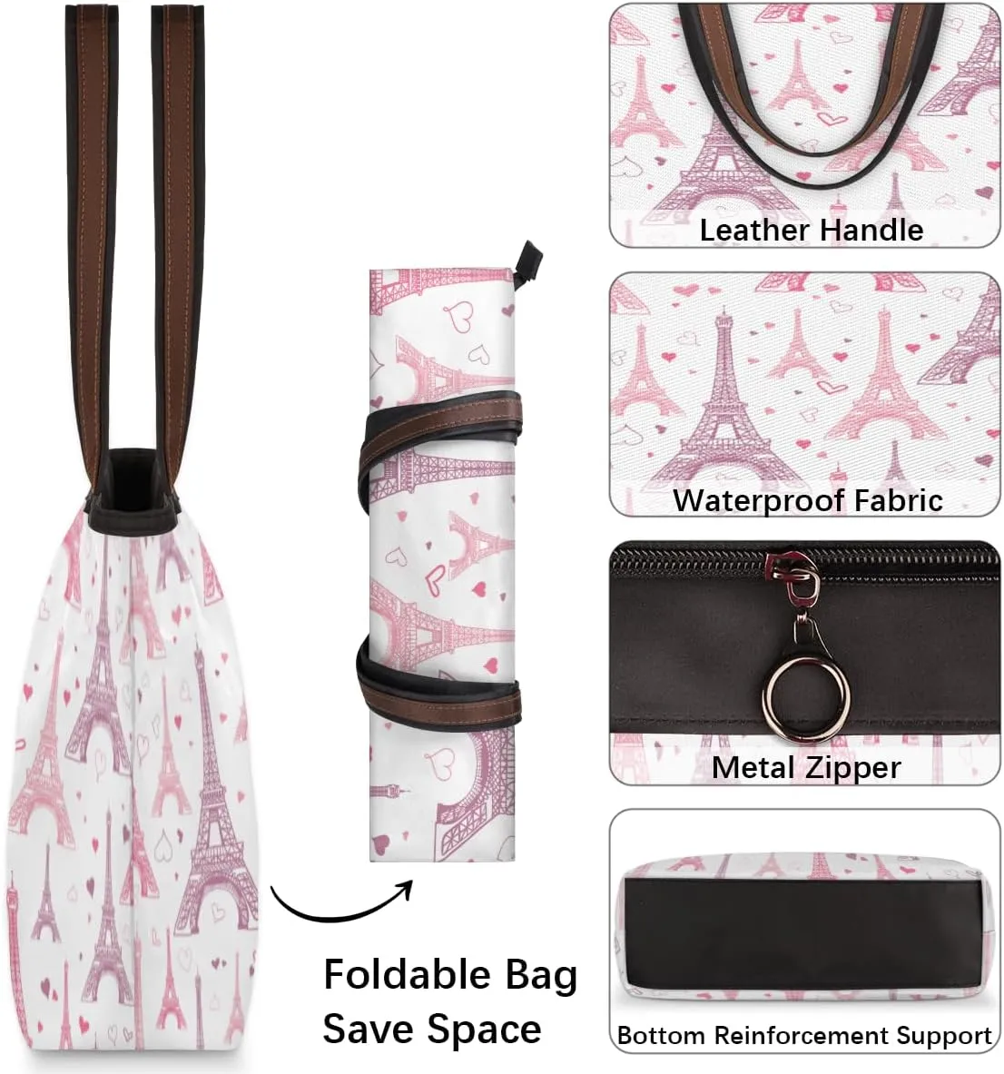 Tote Bag for Women with Zipper Large Capacity Top Handle Casual Shoulder Bag Handbag Reusable Shopping