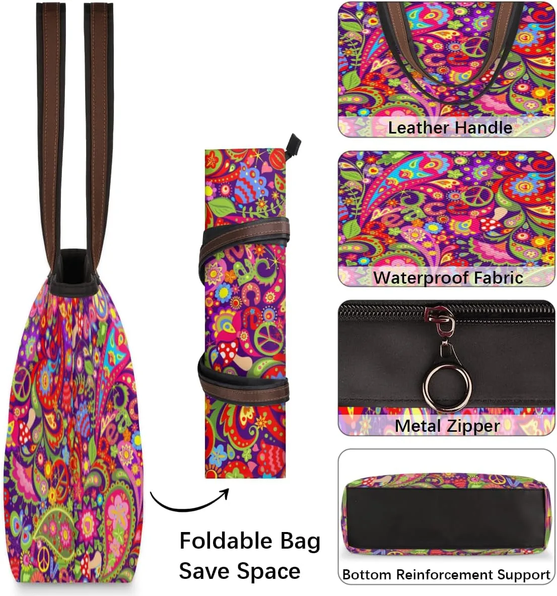 Tote Bag for Women with Zipper Large Capacity Top Handle Casual Shoulder Bag Handbag Reusable Shopping