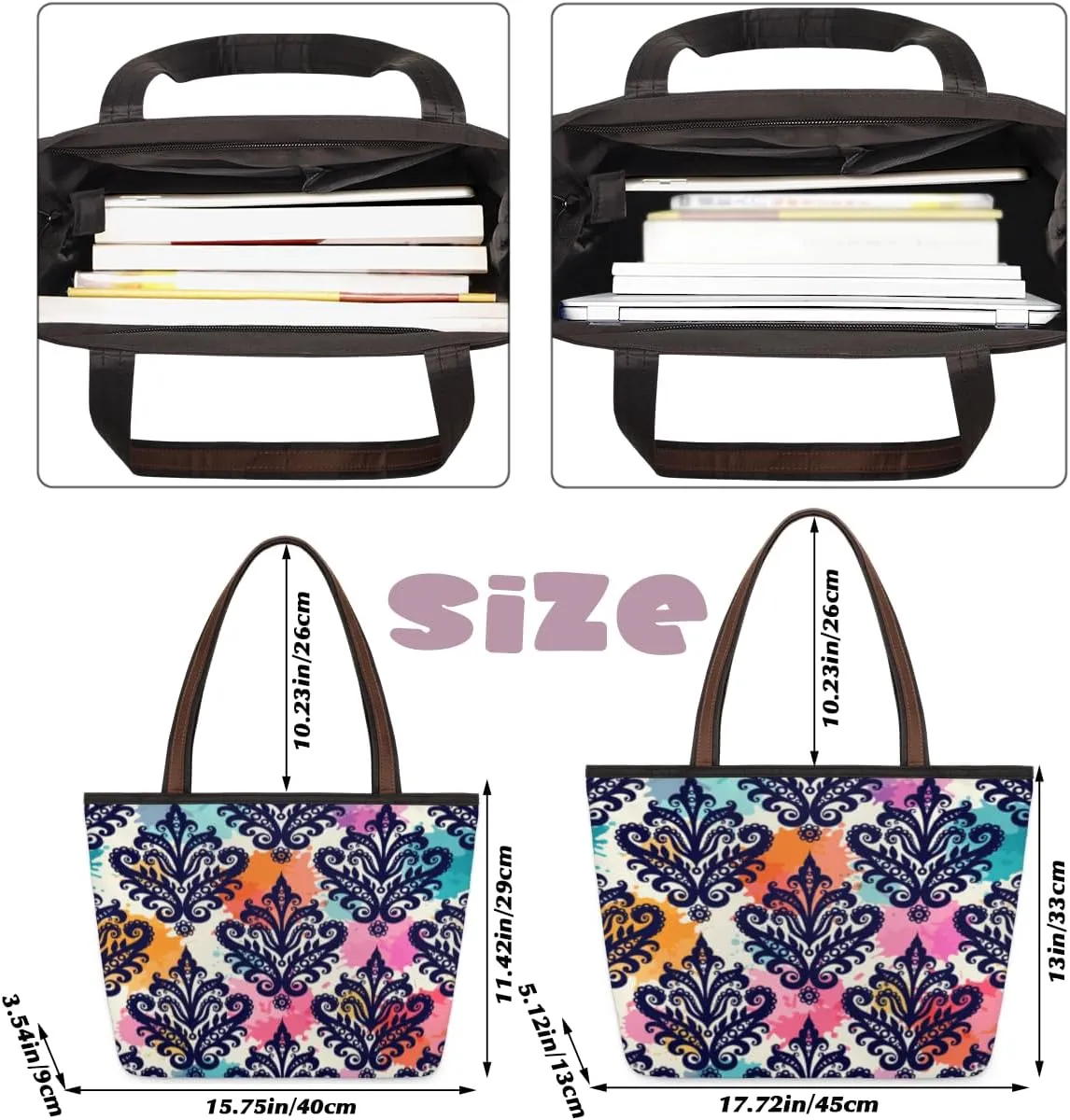 Tote Bag for Women with Zipper Large Capacity Top Handle Casual Shoulder Bag Handbag Reusable Shopping