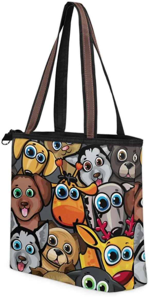 Tote Bag for Women with Zipper Large Capacity Top Handle Casual Shoulder Bag Handbag Reusable Shopping