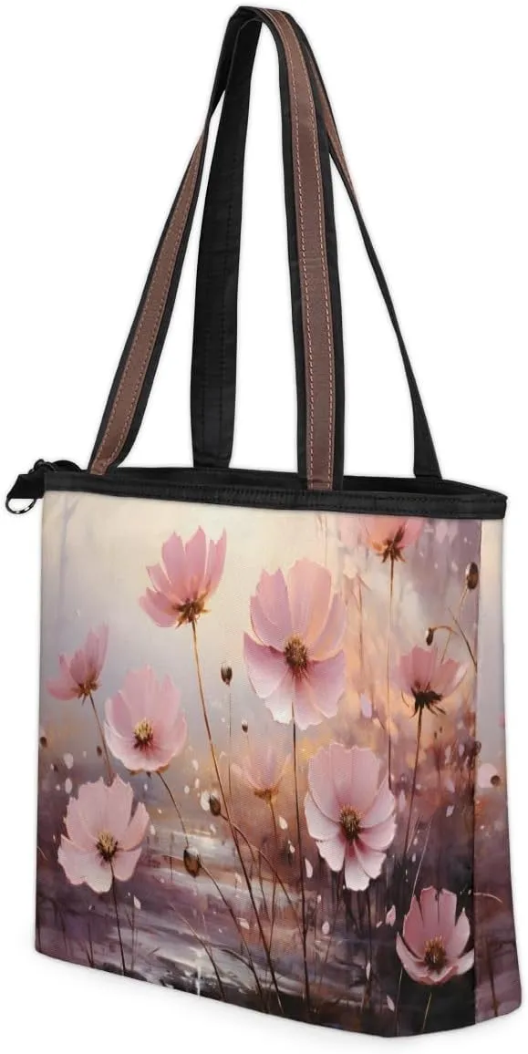 Tote Bag for Women with Zipper Large Capacity Top Handle Casual Shoulder Bag Handbag Reusable Shopping