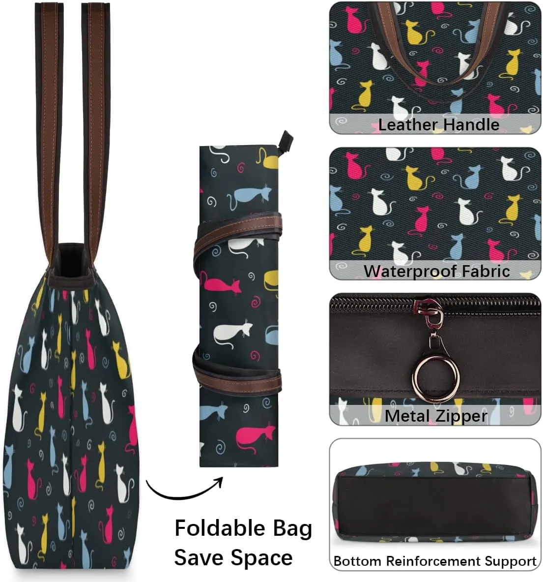 Tote Bag for Women with Zipper Large Capacity Top Handle Casual Shoulder Bag Handbag Reusable Shopping