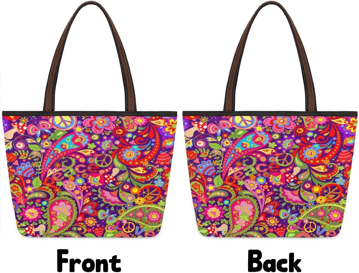 Tote Bag for Women with Zipper Large Capacity Top Handle Casual Shoulder Bag Handbag Reusable Shopping