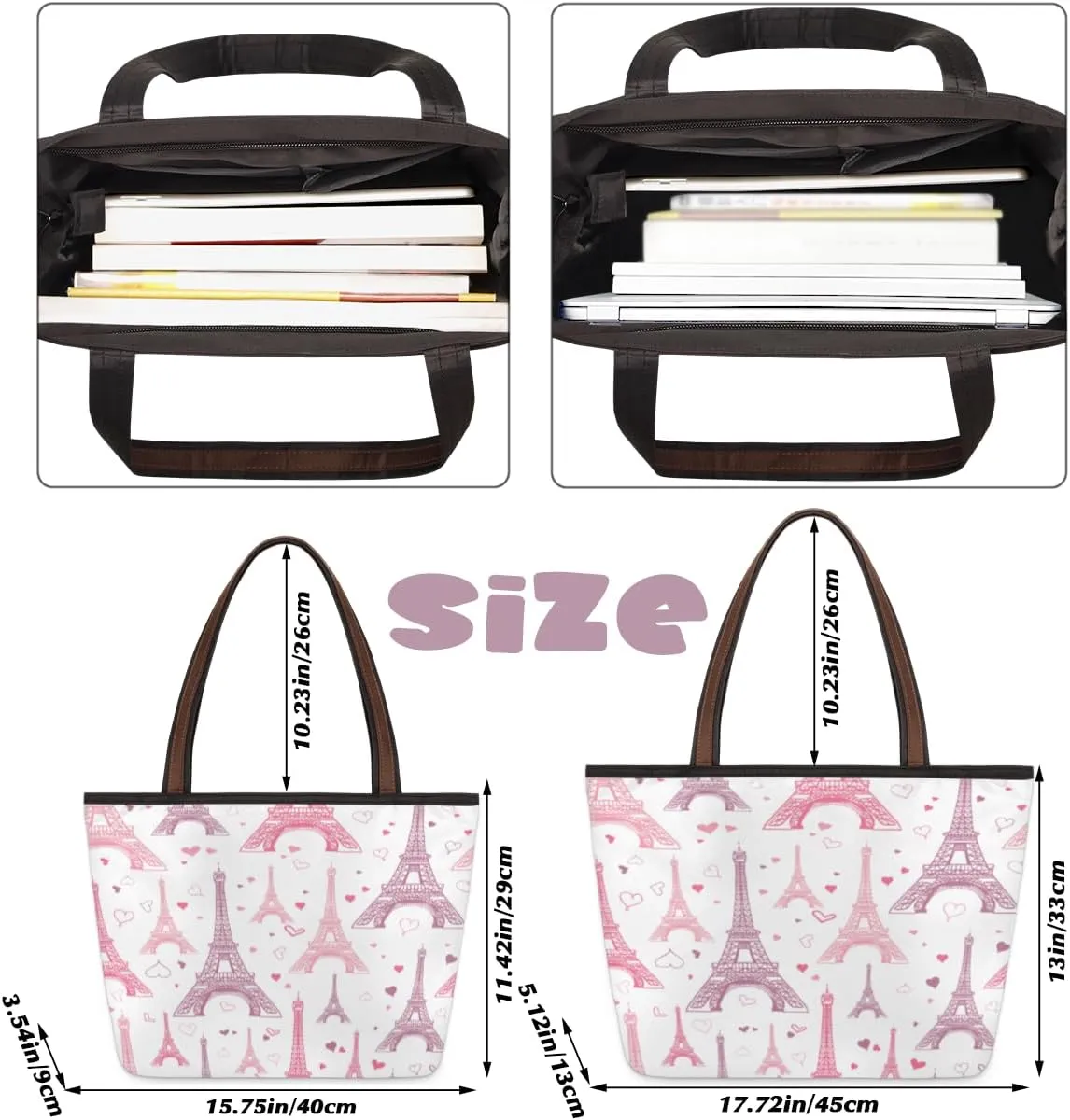 Tote Bag for Women with Zipper Large Capacity Top Handle Casual Shoulder Bag Handbag Reusable Shopping