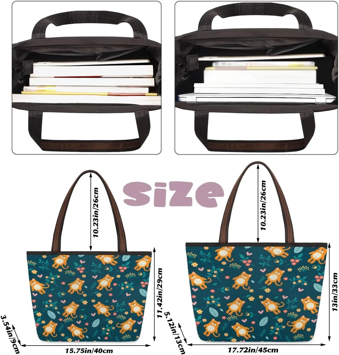 Tote Bag for Women with Zipper Large Capacity Top Handle Casual Shoulder Bag Handbag Reusable Shopping