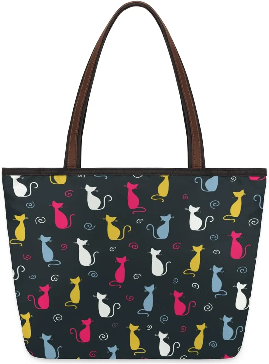 Tote Bag for Women with Zipper Large Capacity Top Handle Casual Shoulder Bag Handbag Reusable Shopping