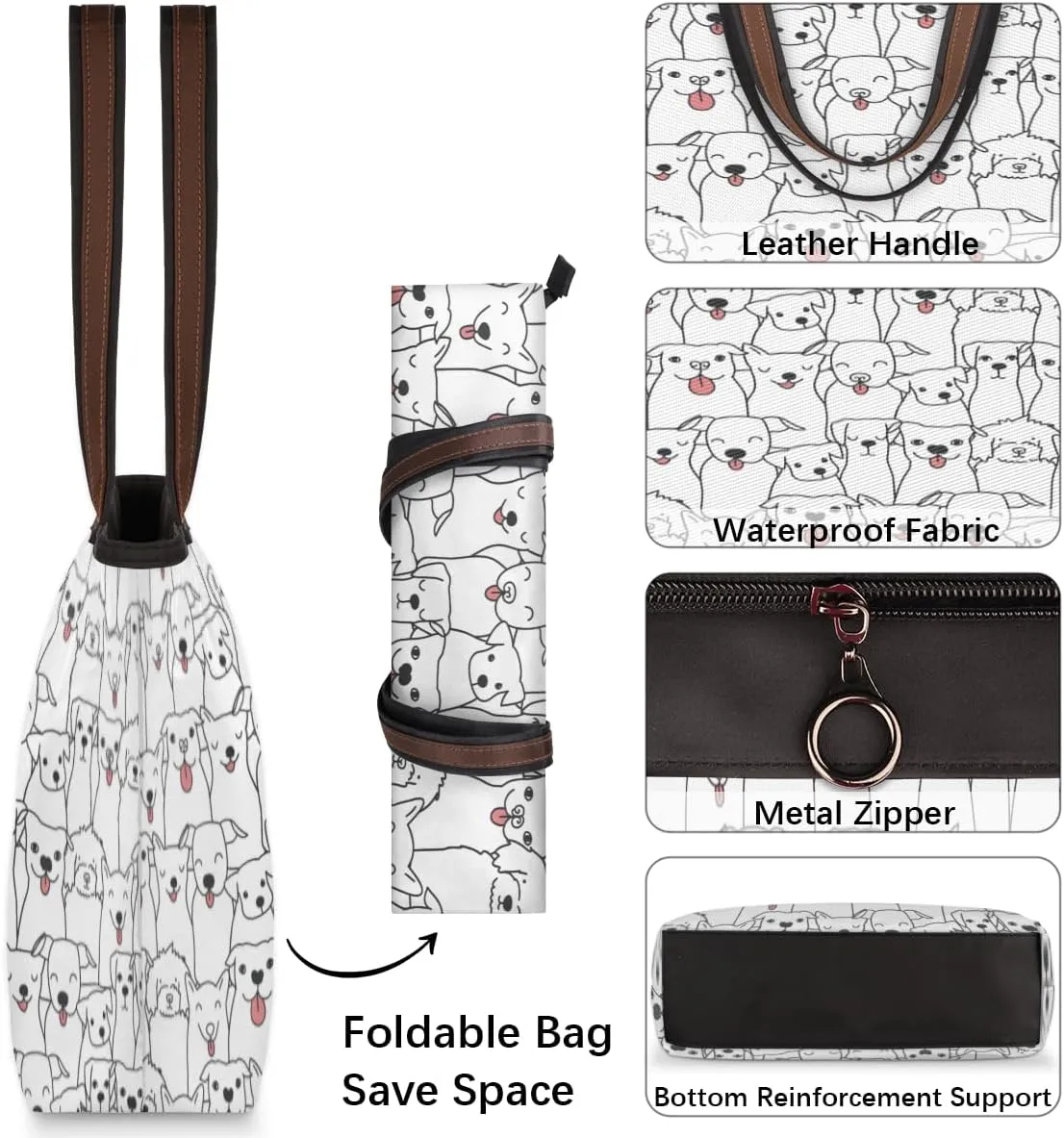 Tote Bag for Women with Zipper Large Capacity Top Handle Casual Shoulder Bag Handbag Reusable Shopping