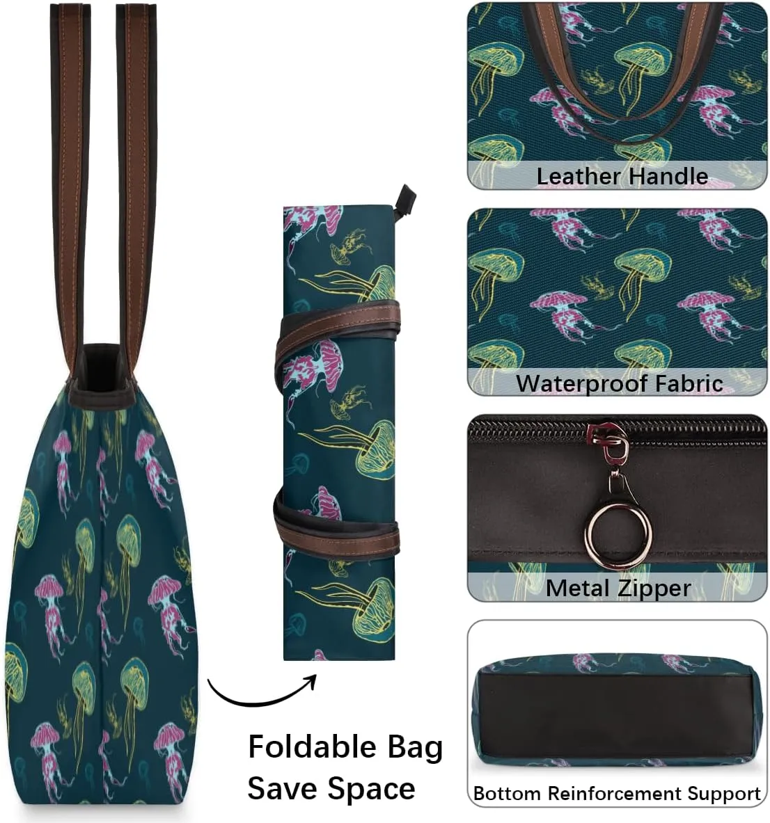 Tote Bag for Women with Zipper Large Capacity Top Handle Casual Shoulder Bag Handbag Reusable Shopping
