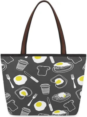 Tote Bag for Women with Zipper Large Capacity Top Handle Casual Shoulder Bag Handbag Reusable Shopping