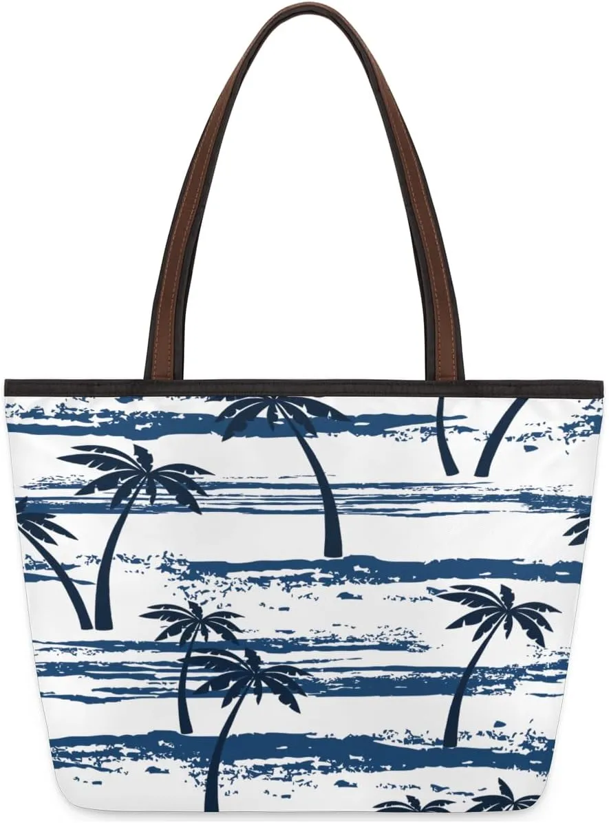 Tote Bag for Women with Zipper Large Capacity Top Handle Casual Shoulder Bag Handbag Reusable Shopping