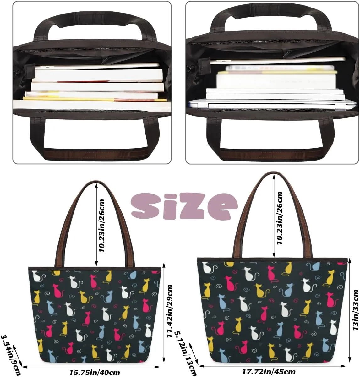 Tote Bag for Women with Zipper Large Capacity Top Handle Casual Shoulder Bag Handbag Reusable Shopping