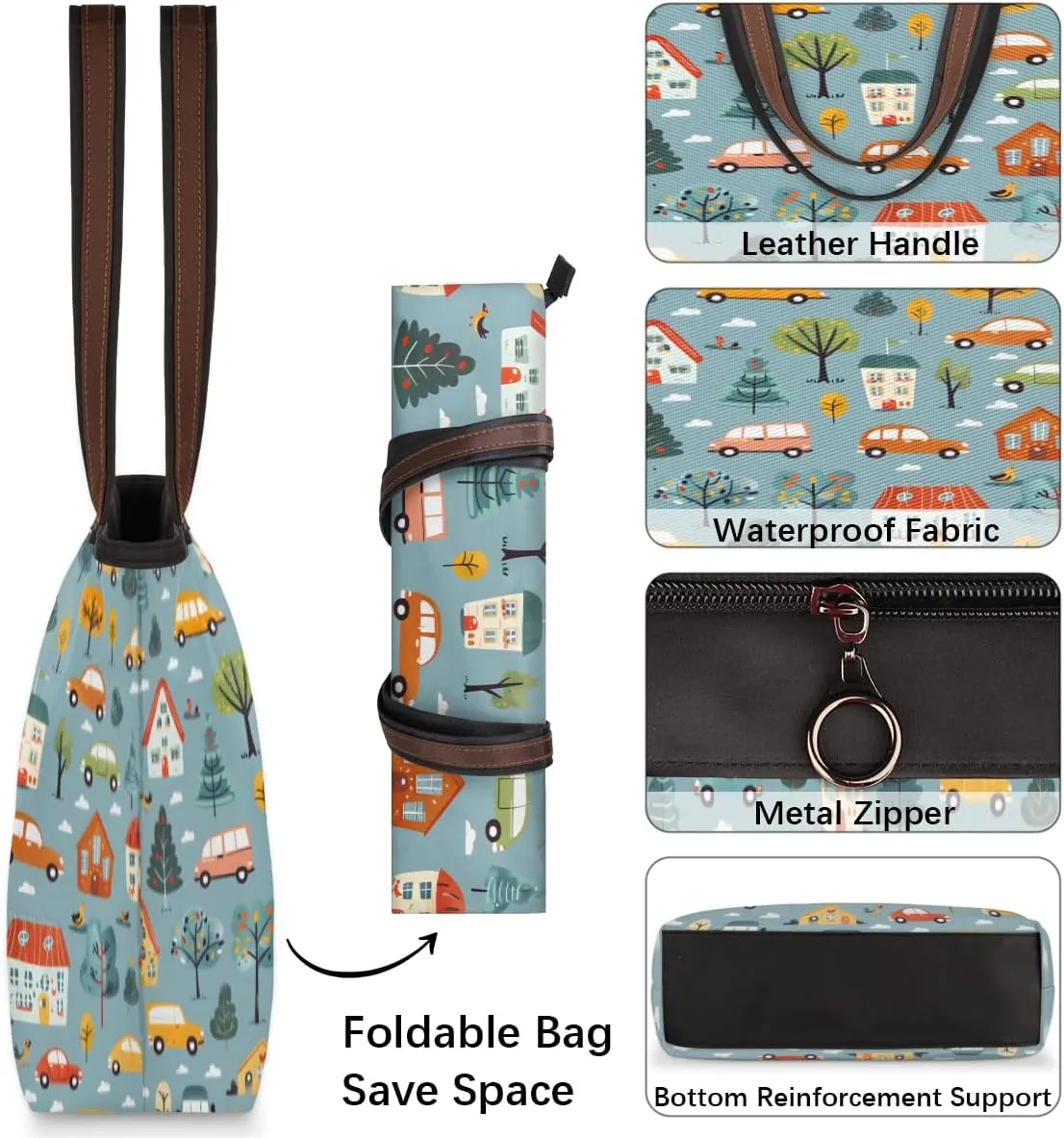 Tote Bag for Women with Zipper Large Capacity Top Handle Casual Shoulder Bag Handbag Reusable Shopping