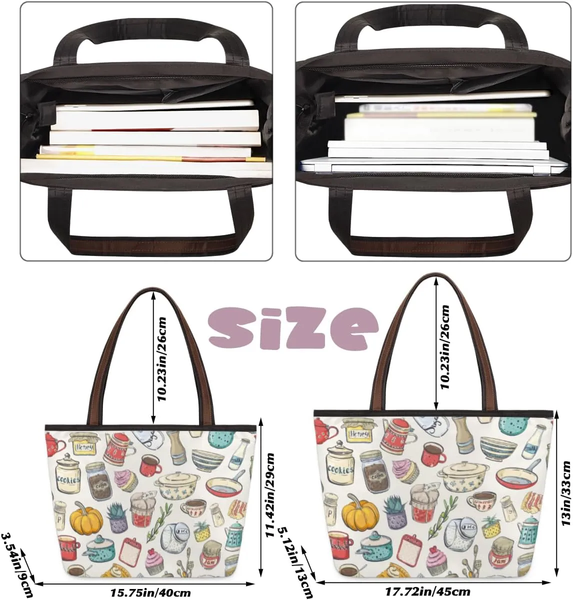 Tote Bag for Women with Zipper Large Capacity Top Handle Casual Shoulder Bag Handbag Reusable Shopping