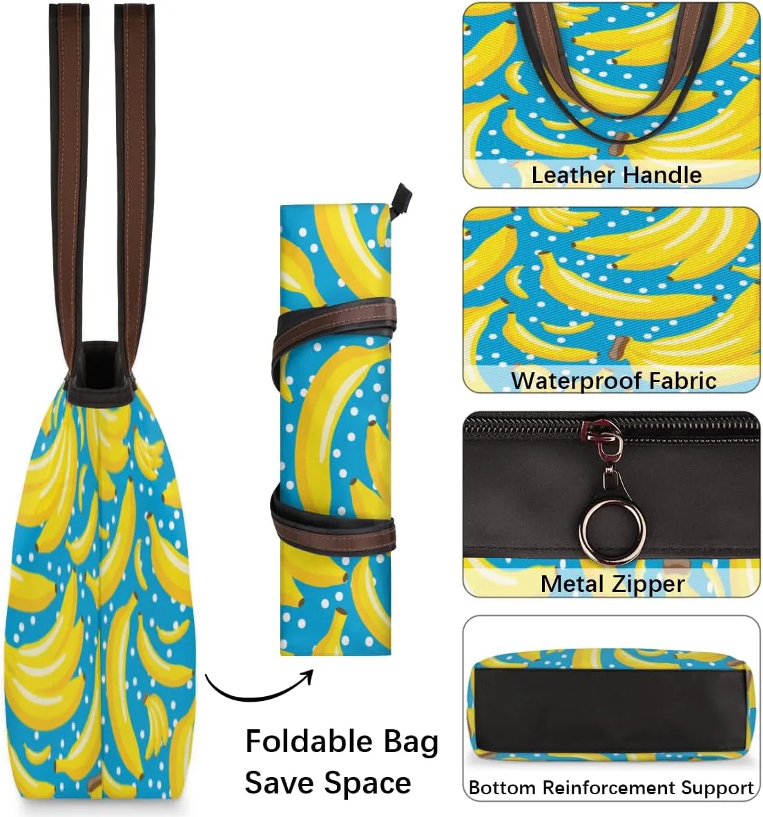 Tote Bag for Women with Zipper Large Capacity Top Handle Casual Shoulder Bag Handbag Reusable Shopping