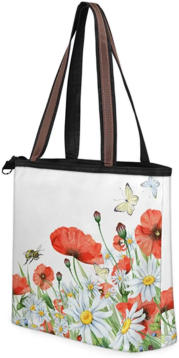 Tote Bag for Women with Zipper Large Capacity Top Handle Casual Shoulder Bag Handbag Reusable Shopping