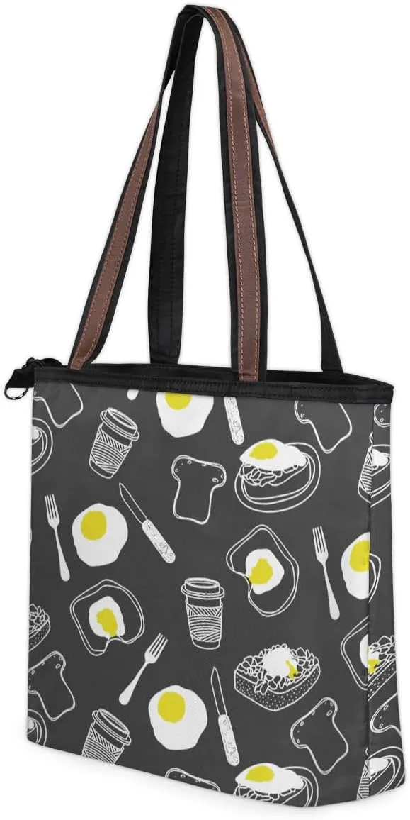 Tote Bag for Women with Zipper Large Capacity Top Handle Casual Shoulder Bag Handbag Reusable Shopping
