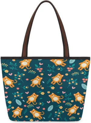 Tote Bag for Women with Zipper Large Capacity Top Handle Casual Shoulder Bag Handbag Reusable Shopping