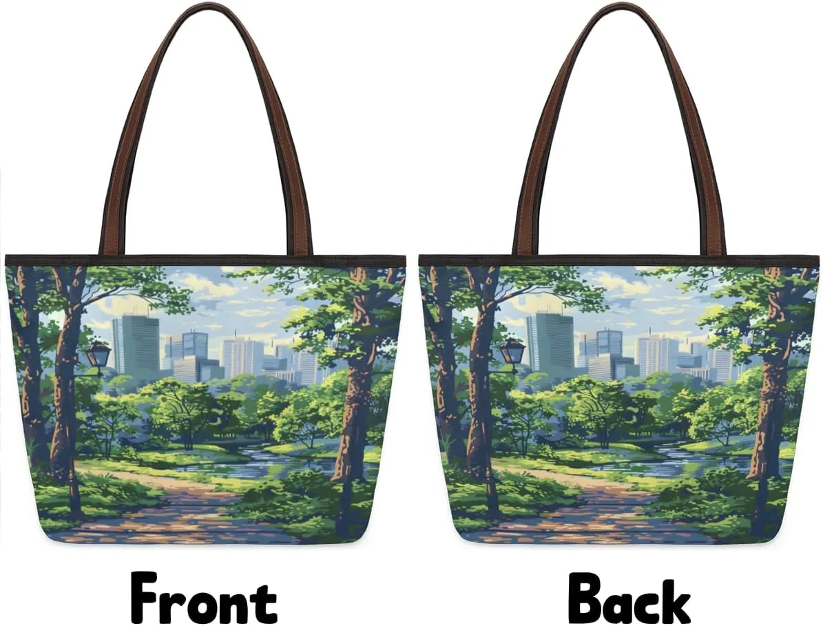 Tote Bag for Women with Zipper Large Capacity Top Handle Casual Shoulder Bag Handbag Reusable Shopping