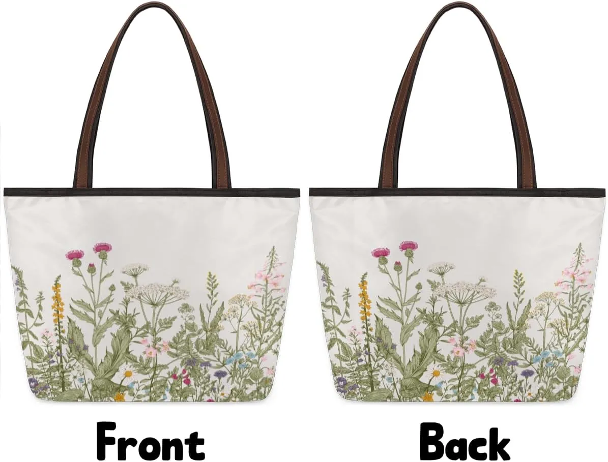 Tote Bag for Women with Zipper Large Capacity Top Handle Casual Shoulder Bag Handbag Reusable Shopping