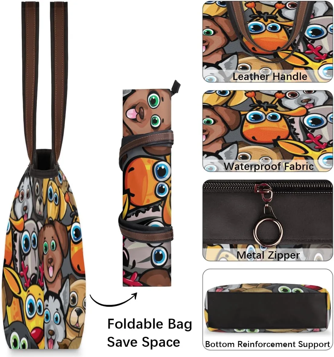 Tote Bag for Women with Zipper Large Capacity Top Handle Casual Shoulder Bag Handbag Reusable Shopping
